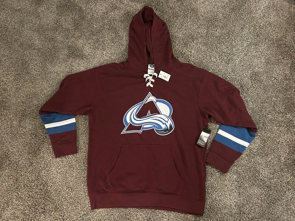 Colorado Avalanche Red NHL Hoodie Laces Large Sweatshirt (NWT)